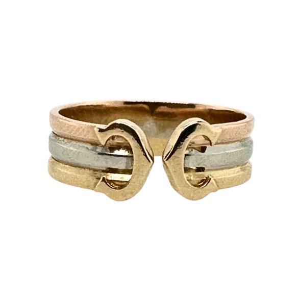 CARTIER "CC" Ring in white gold, yellow gold, and rose gold