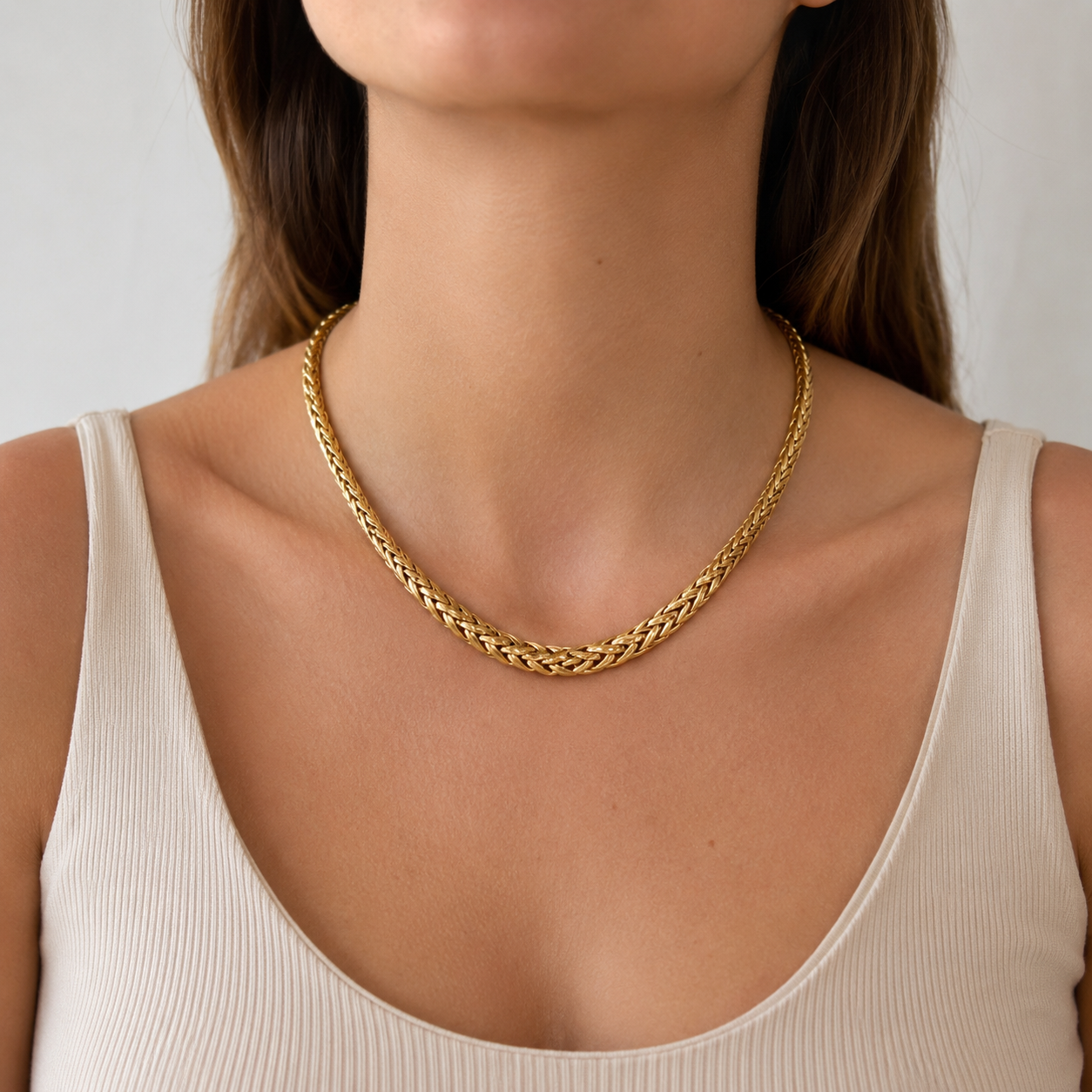 Palm tree Link Necklace in Yellow gold
