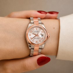 ROLEX "Oyster Datejust Lady" watch in rose gold and stainless steel