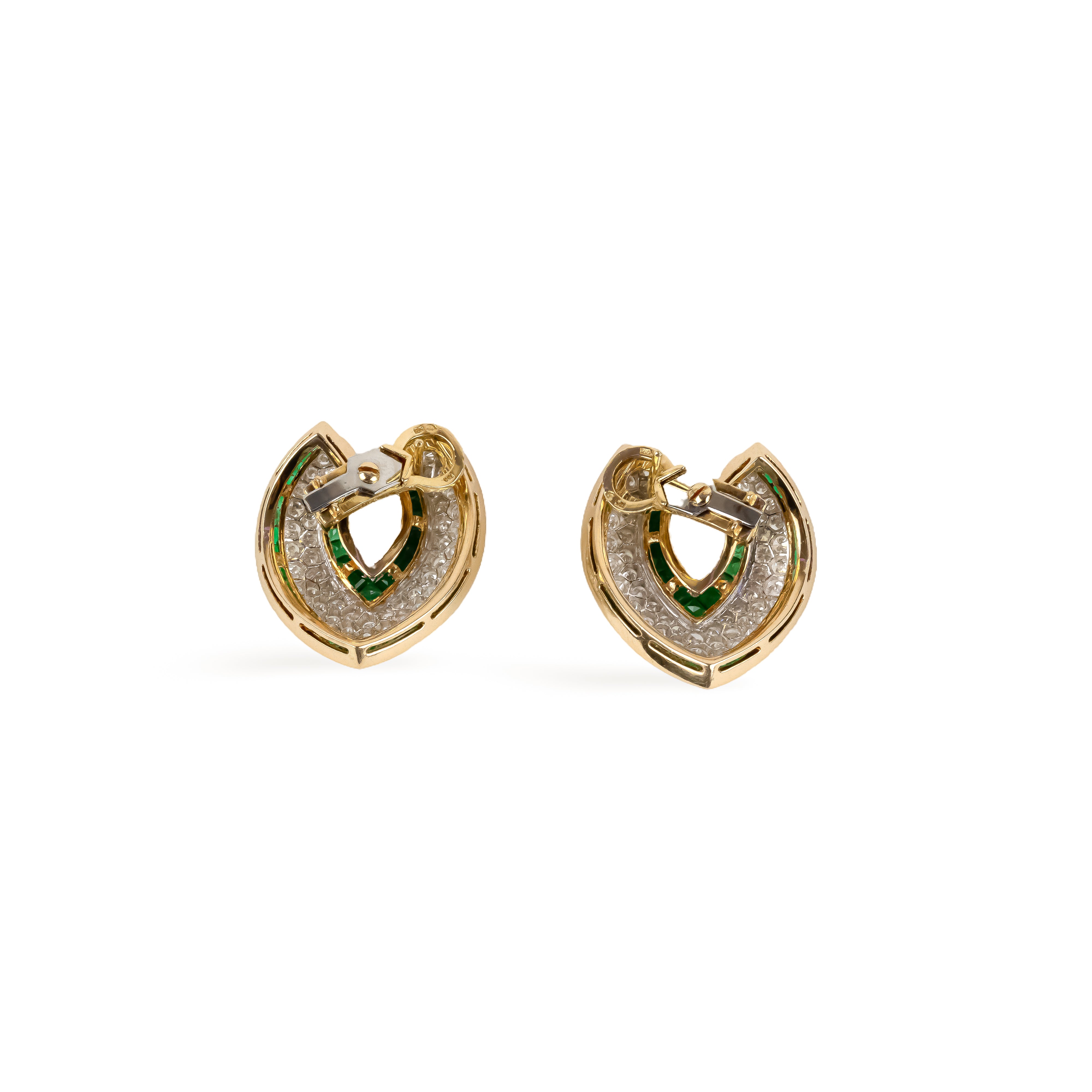 TIFFANY & CO. Yellow Gold Clip-On Earrings with Emeralds and Diamonds