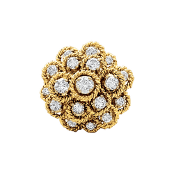 Ring vintage flower, son ofyellow gold and diamonds.