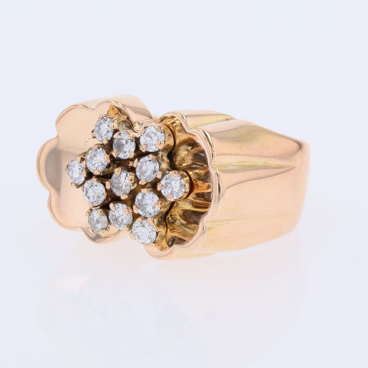 Bague Tank en or jaune et diamants