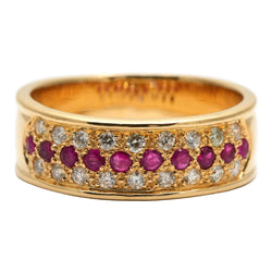 Band Ring in Yellow Gold, Rubies, and Diamonds