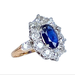 Marguerite Ring in Yellow Gold, Sapphire, and Diamonds