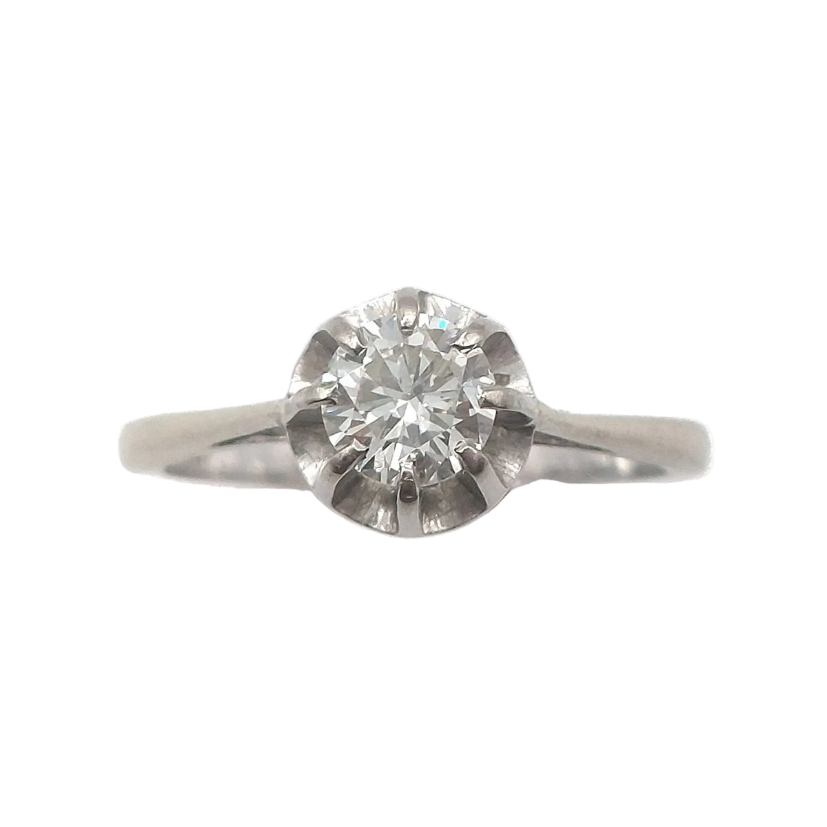White Gold Solitaire Ring with Diamonds