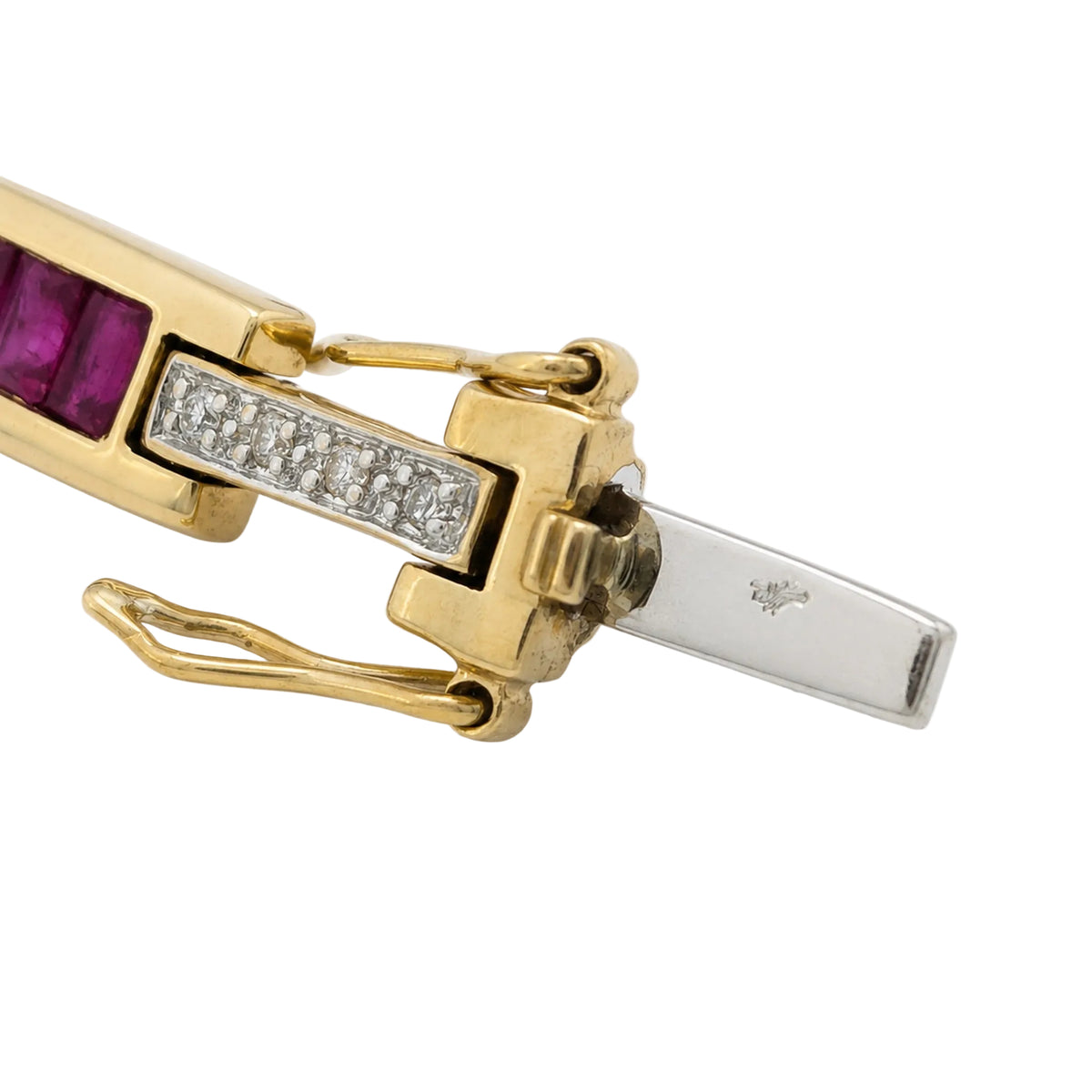 "Ligne" Bracelet in Yellow Gold, Rubies, and Diamonds
