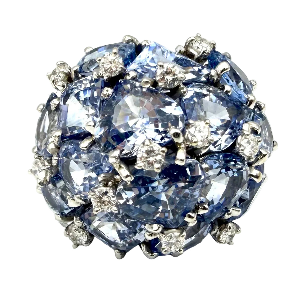 SEAMAN SCHEPPS "Bubbles" Cocktail Ring in white gold, sapphires, and diamonds