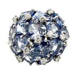 SEAMAN SCHEPPS "Bubbles" Cocktail Ring in white gold, sapphires, and diamonds