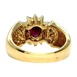Tank Ring in yellow gold, rubies, and diamonds