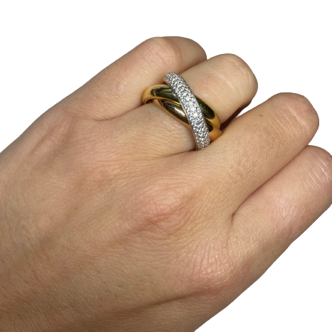 Bague Alliance CARTIER Trinity en or blanc, or jaune, or rose et diamants