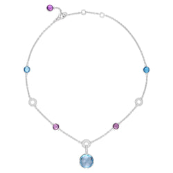 BVLGARI "Parentesi Cocktail" Necklace in white gold, blue topazes, amethysts and diamonds