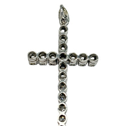 14K White Gold Cross Pendant with 0.90 ct Diamonds