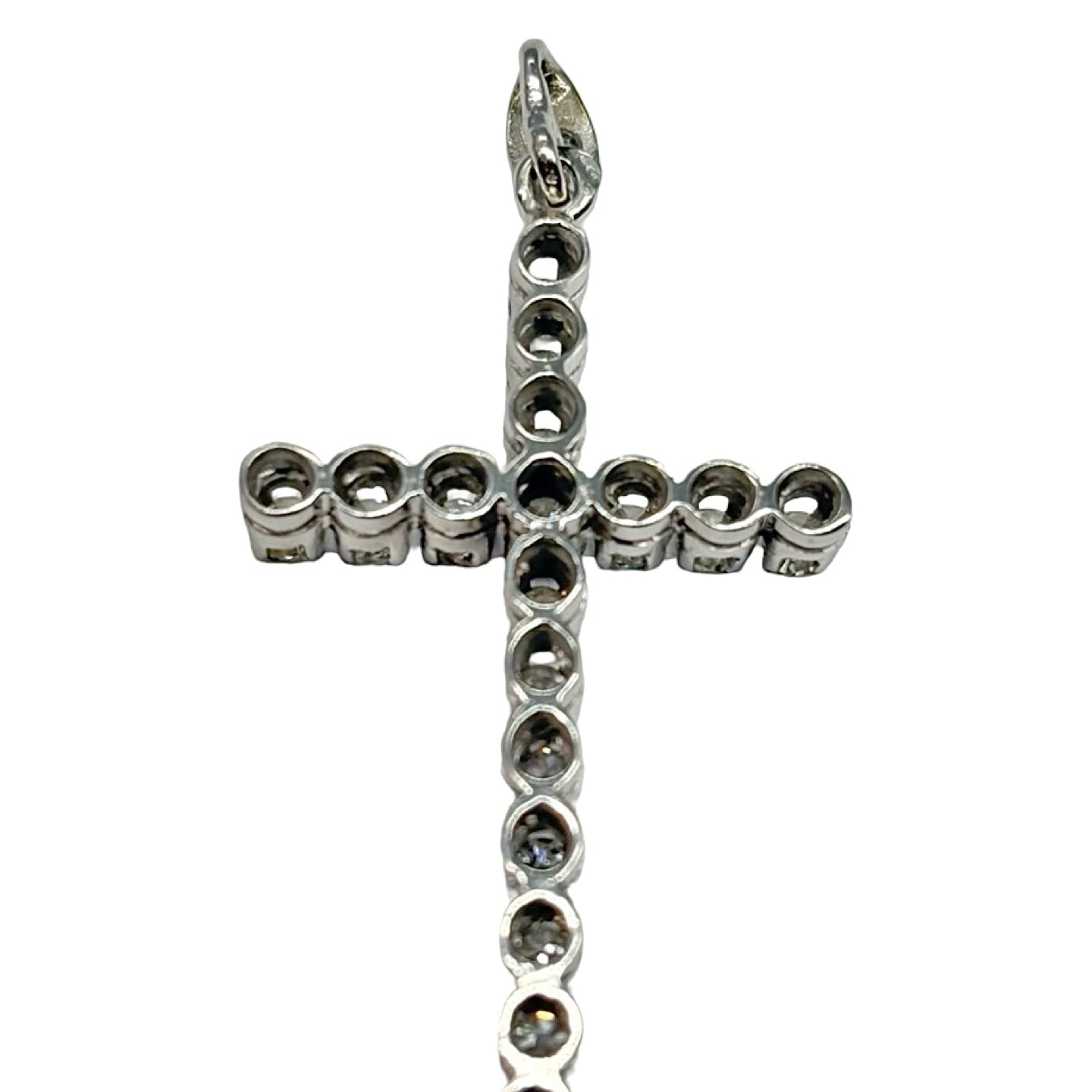 14K White Gold Cross Pendant with 0.90 ct Diamonds