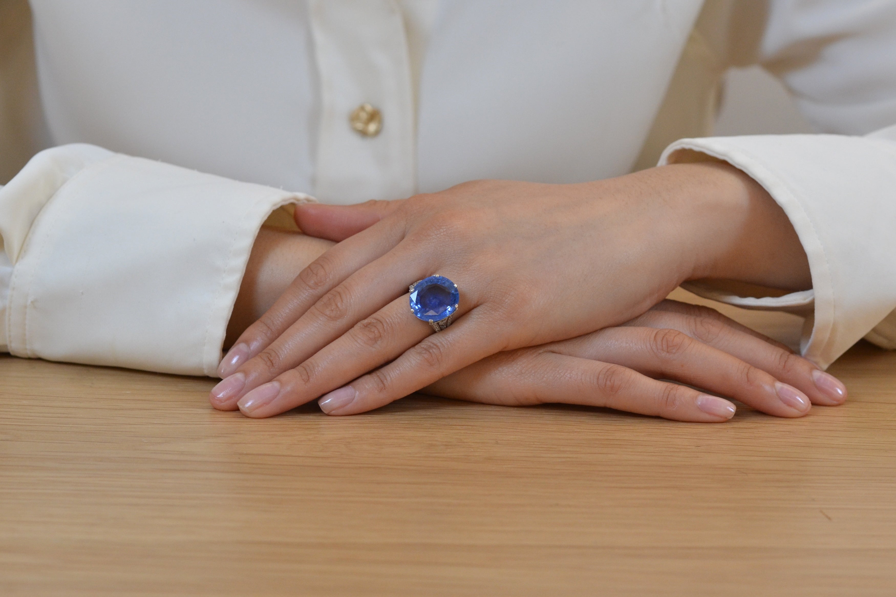 Bague saphir de Ceylan de 18,49 carats en platine (Copie)
