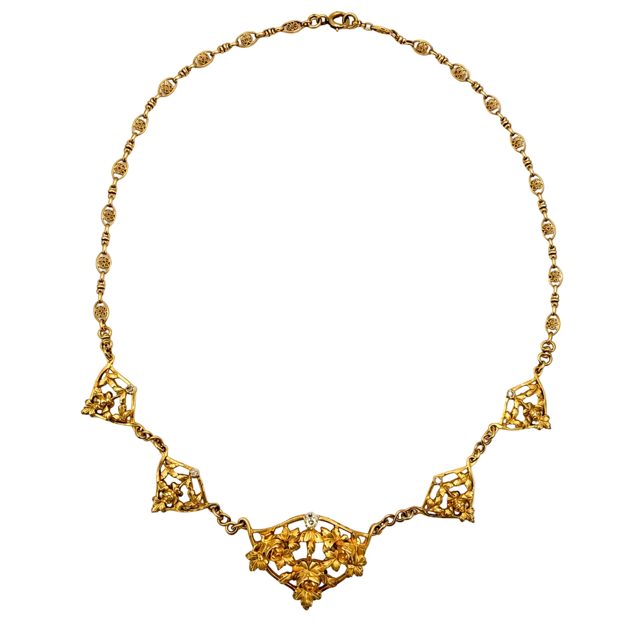 Yellow gold and Diamonds Drapery Necklace