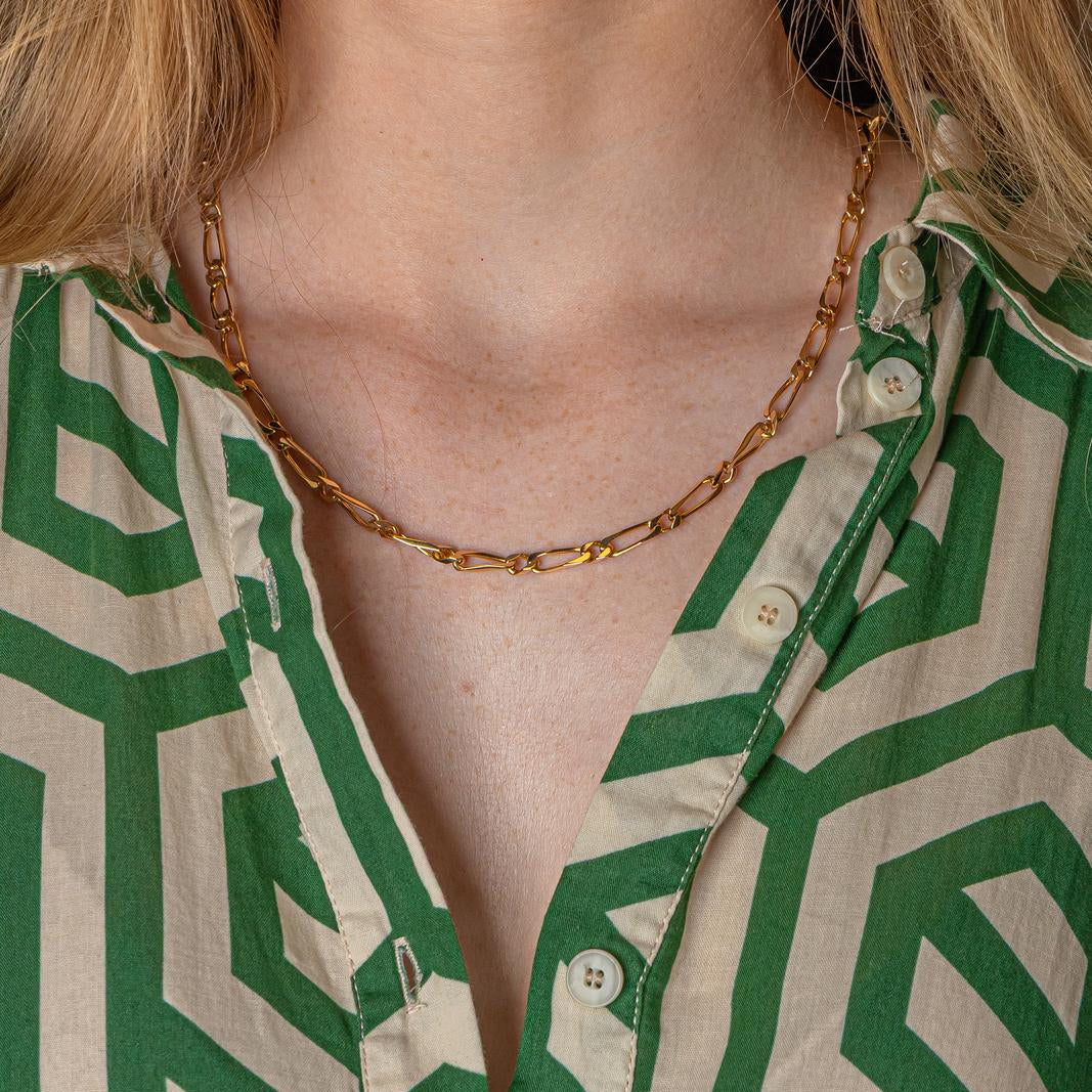 Rose Gold Alternating Link Necklace