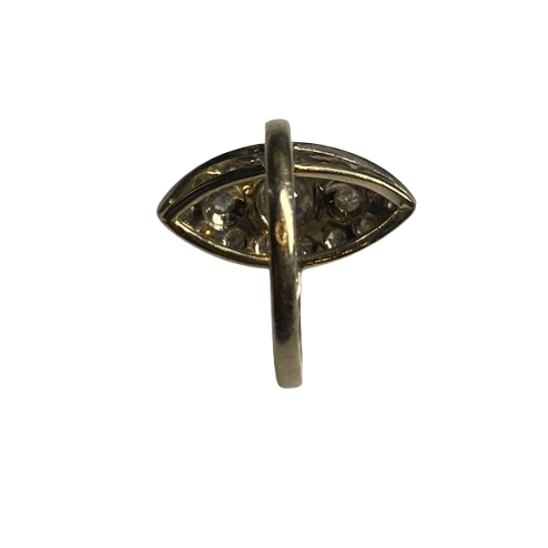 18K Gold Marquise Ring with Diamonds (Size 47)