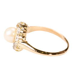 Marguerite Ring in Rose Gold, Pearl, and Diamonds