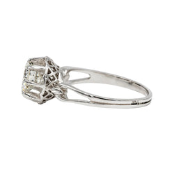 Bague Solitaire en or blanc, platine et diamant