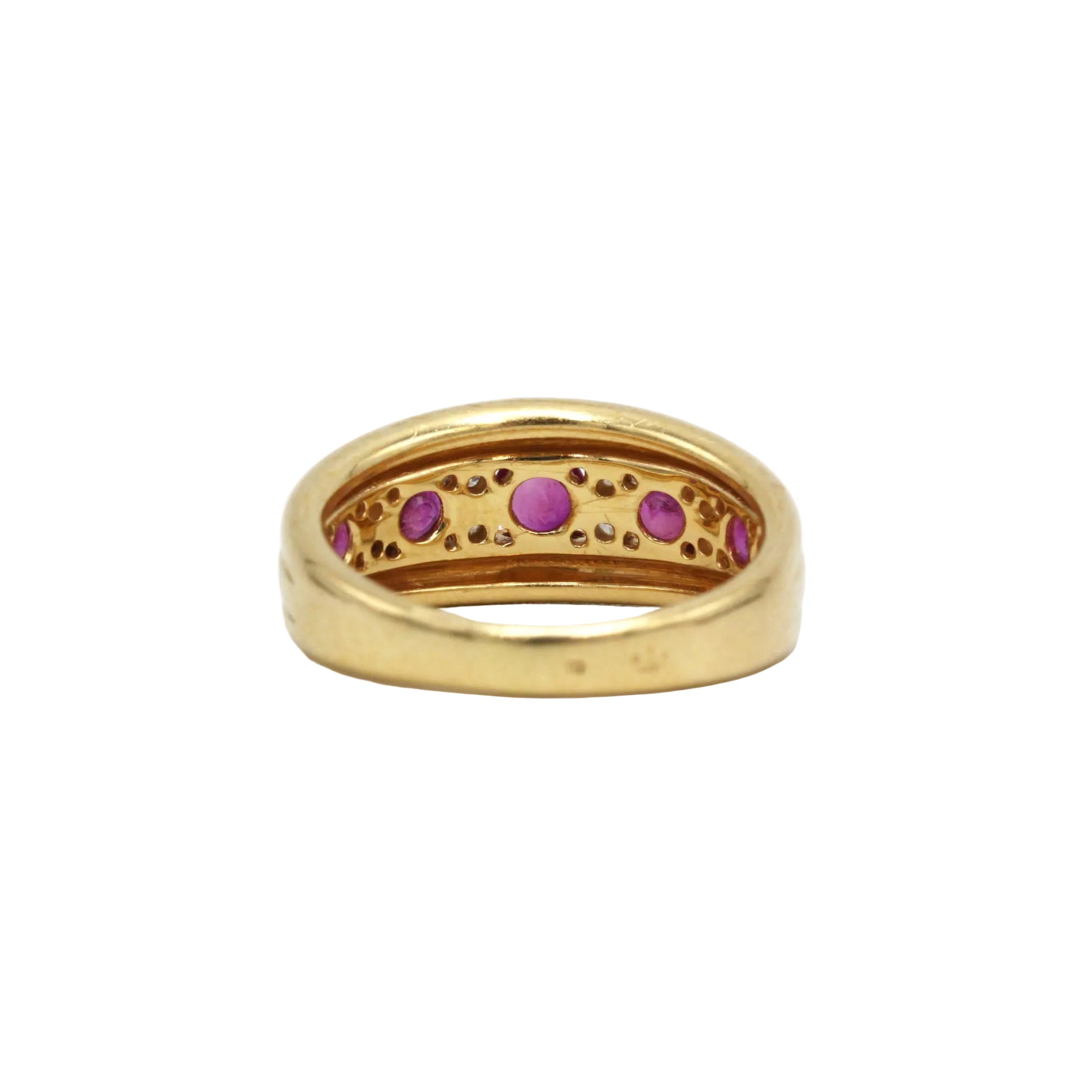 Band Ring in Yellow Gold, Rubies, and Diamonds
