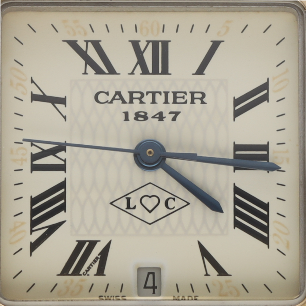 CARTIER "Santos" Watch in yellow gold, stainless steel, and leather