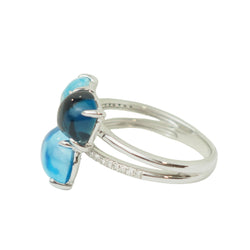 Trilogy Ring in white gold, aquamarine, topaz and diamonds