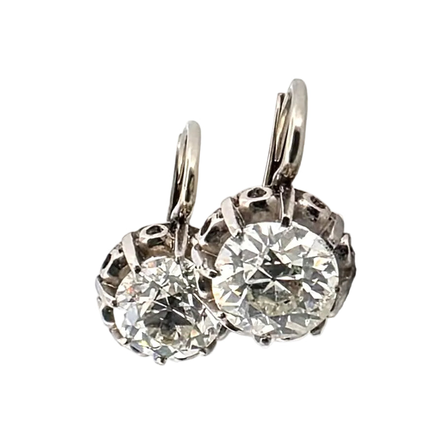 White Gold and Diamond Lever-back Earrings