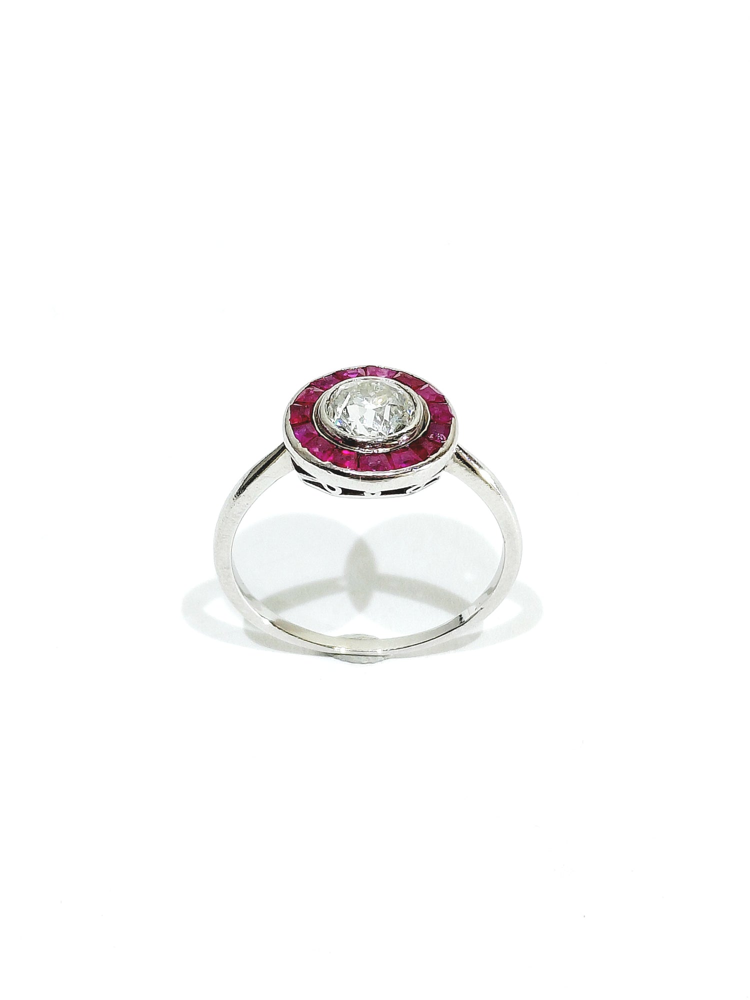 Platinum, Ruby, and Diamond Target Ring