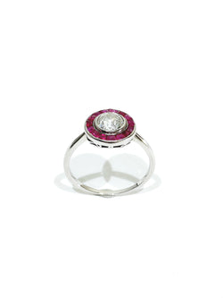 Platinum, Ruby, and Diamond Target Ring