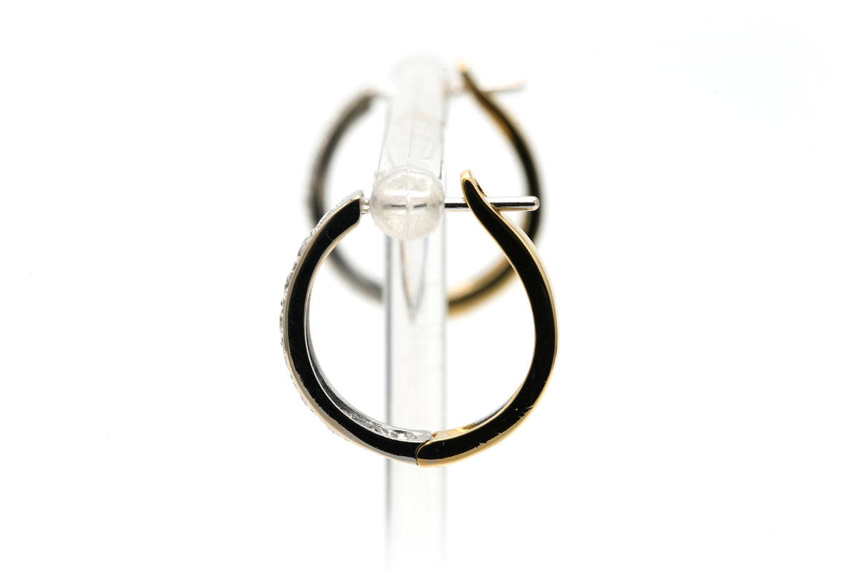 Boucles d'oreilles en or blanc, or jaune et diamants
