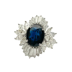 White Gold, Sapphire, and Diamond Ring