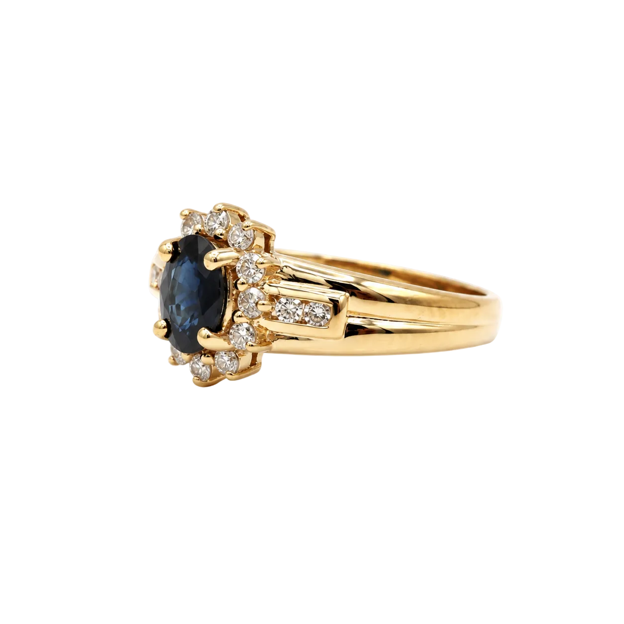 Bague Marguerite en or jaune, saphir et diamants