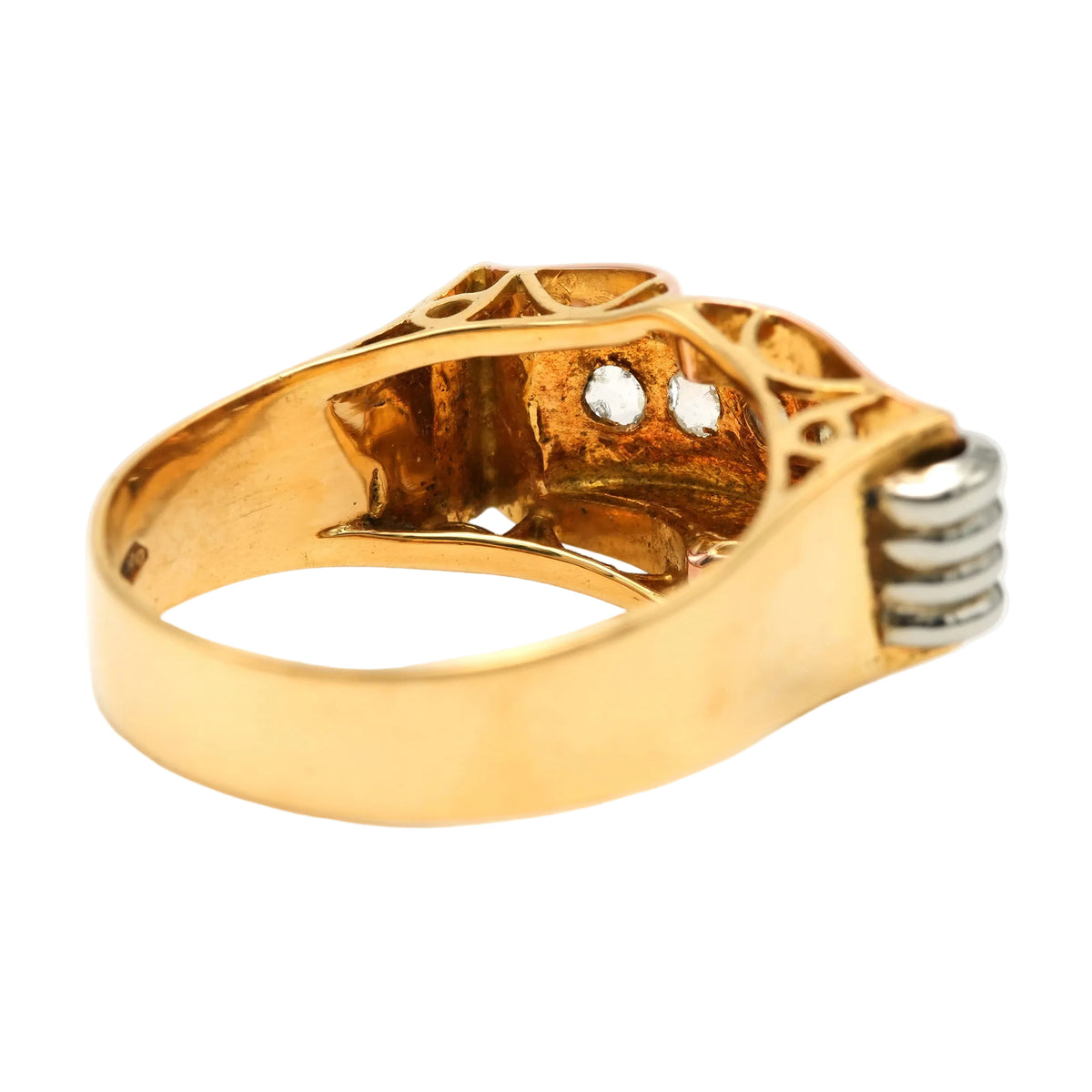 Tank Ring in White gold, Yellow gold, and Diamonds