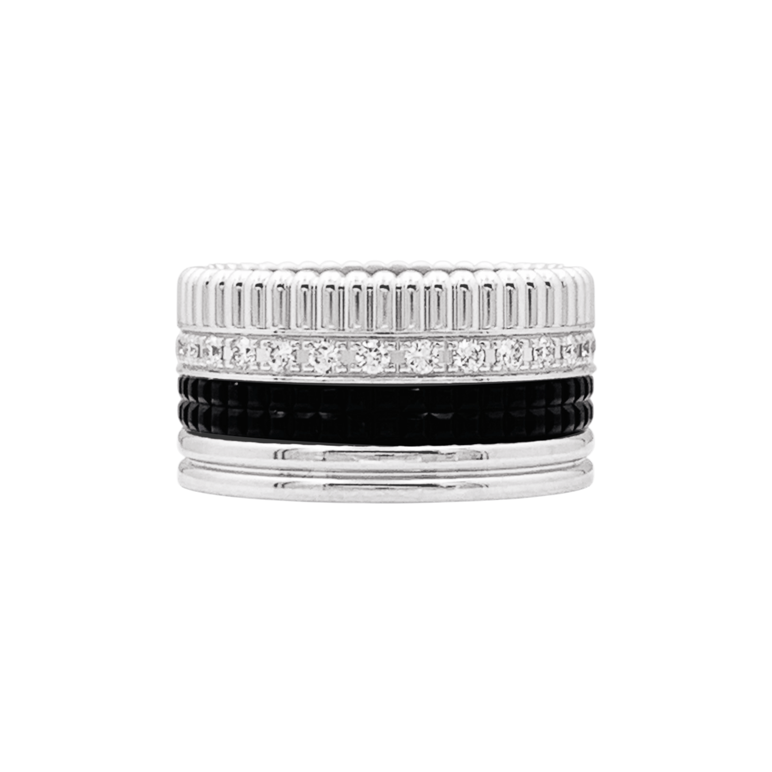 Bague Boucheron, "Quatre Black Edition Large", or blanc, PVD et diamants.
