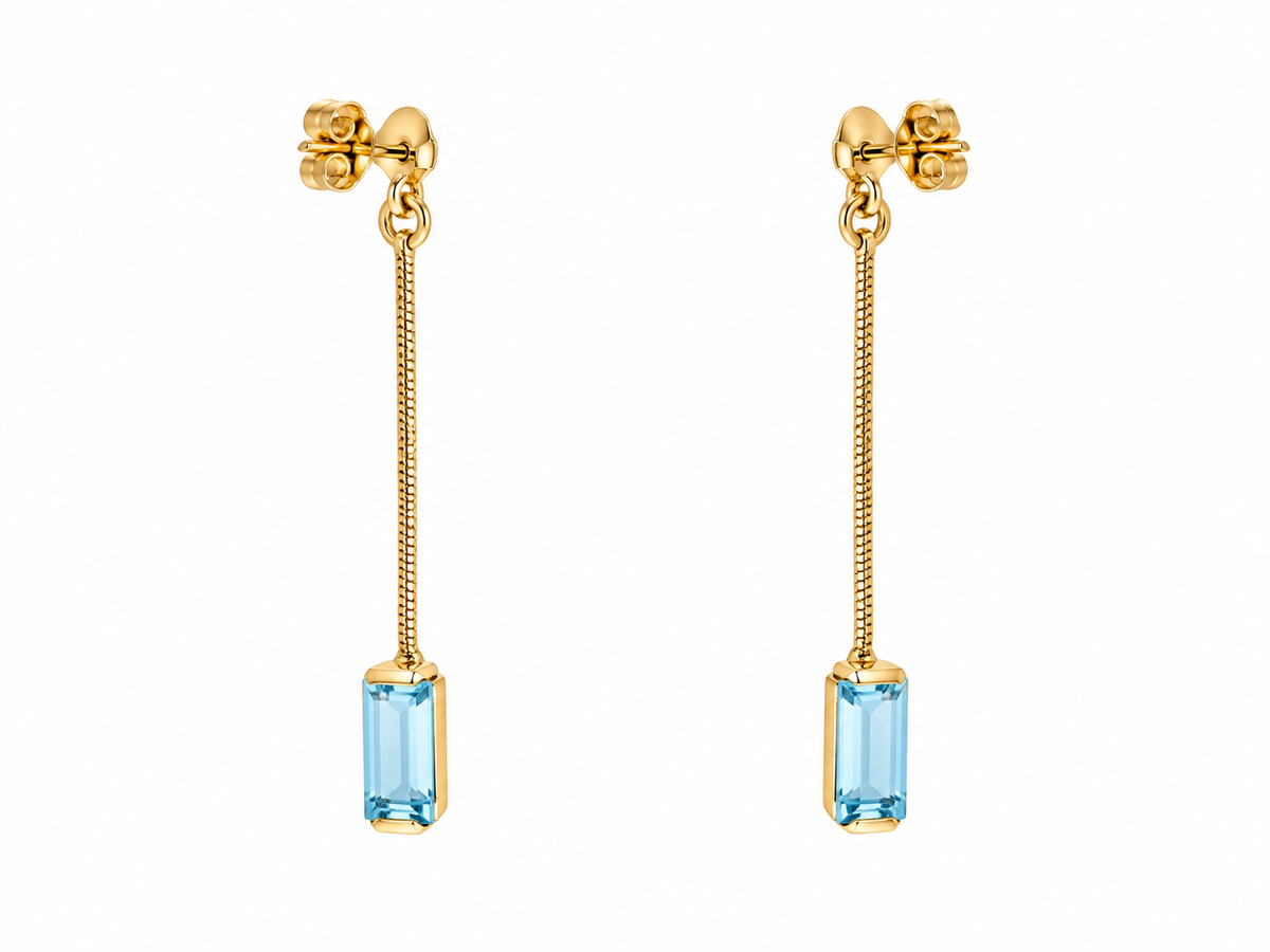 Yellow Gold Drop Earrings with Topaz