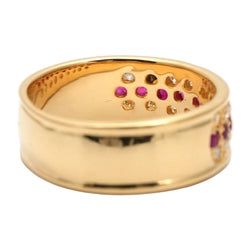Band Ring in Yellow Gold, Rubies, and Diamonds