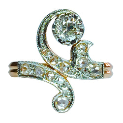 White gold, rose gold, and diamond ring