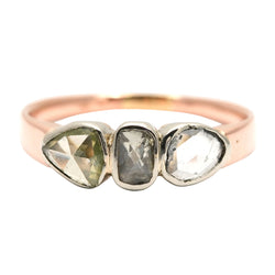 Trilogy Ring in Yellow Gold, Silver, and Diamonds