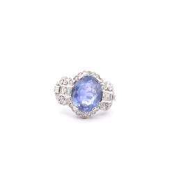 Bague vintage saphir de 6,51cts et diamants