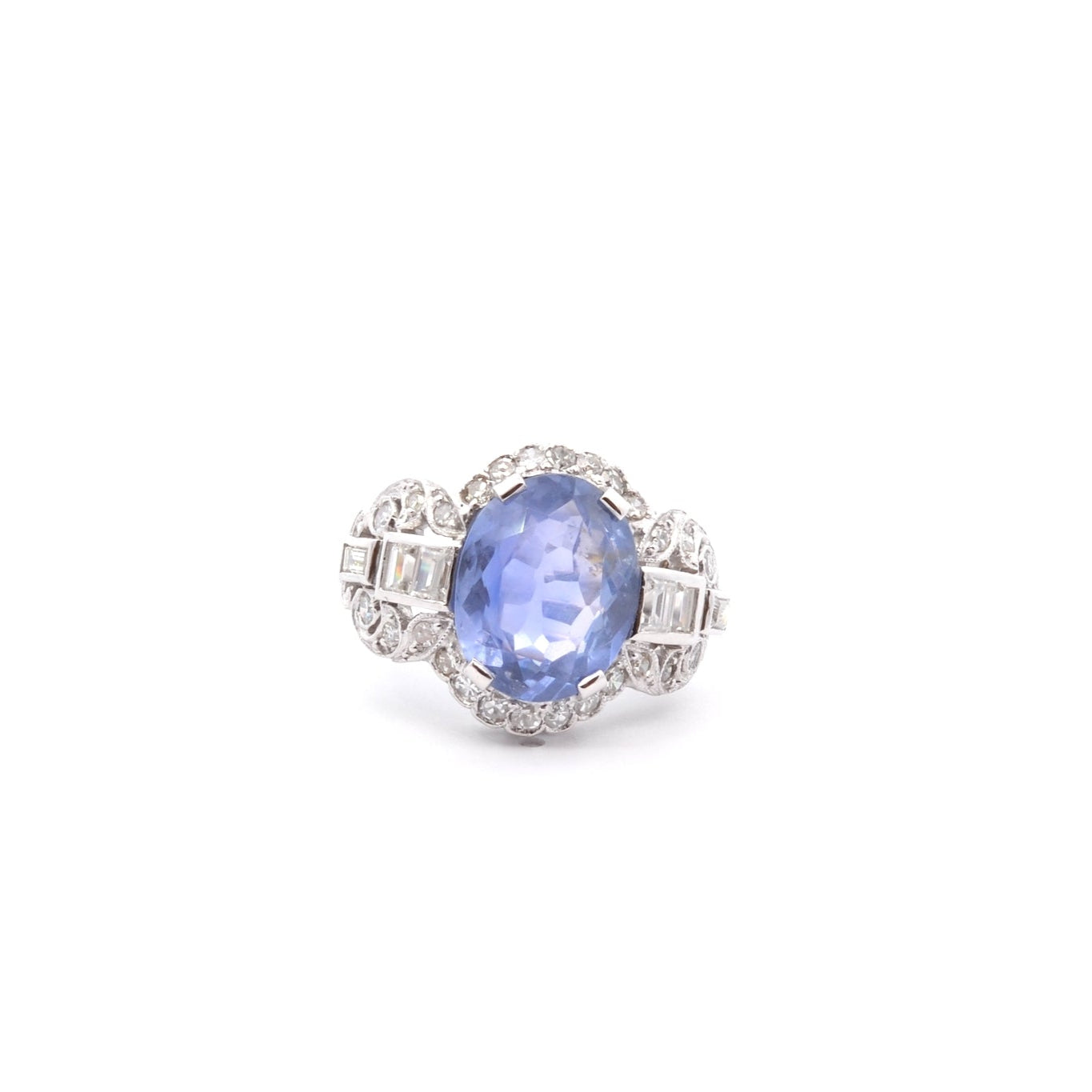 Bague vintage saphir de 6,51cts et diamants