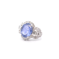 Bague vintage saphir de 6,51cts et diamants