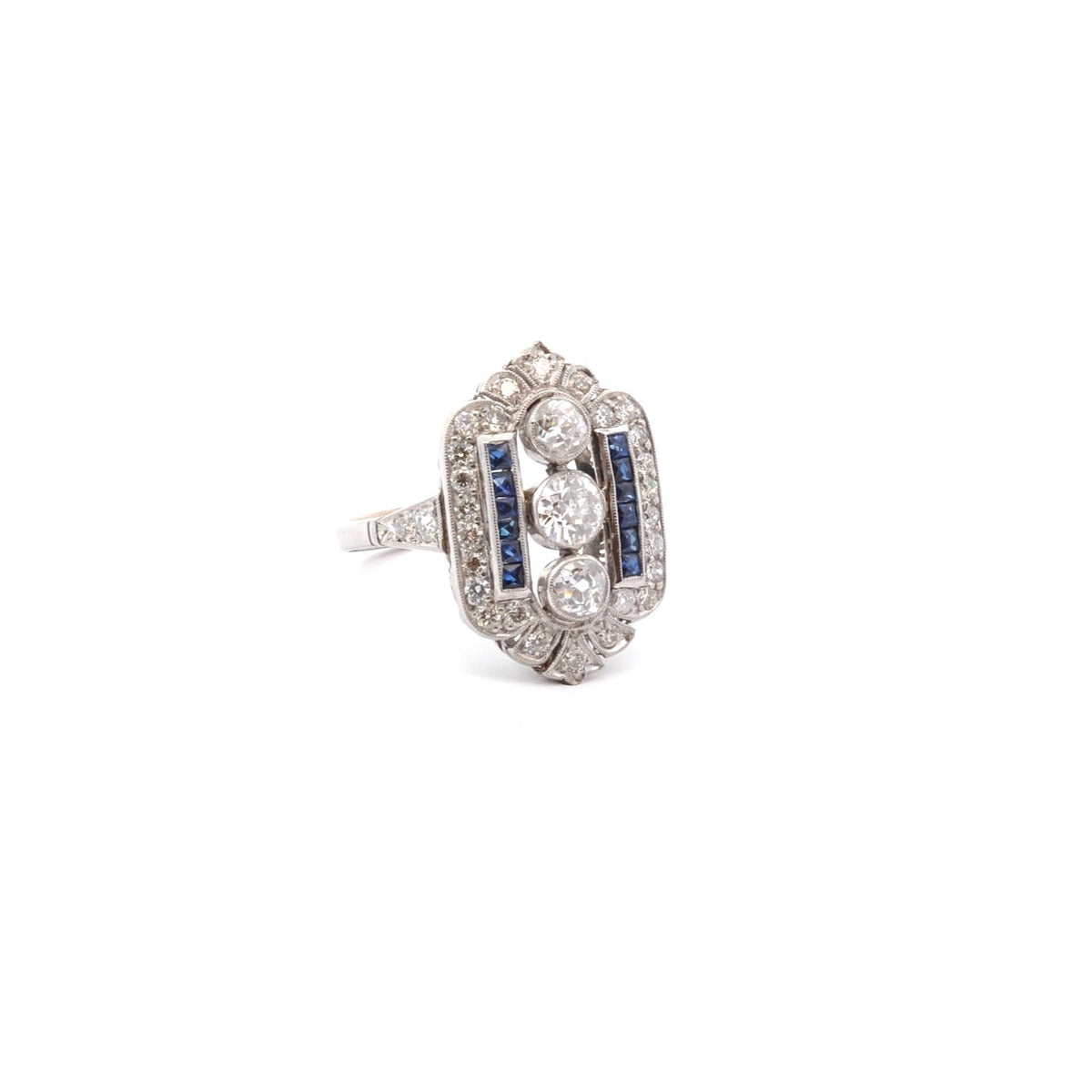 Bague art déco diamants et saphirs