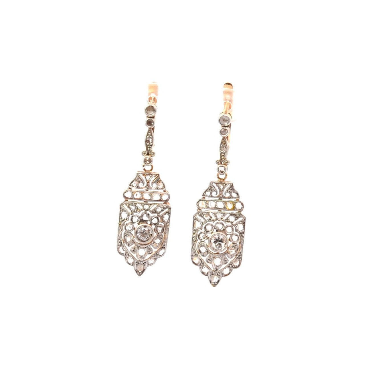 Boucles d'oreilles art déco diamants