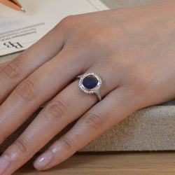 Bague art déco saphir de 2,50cts et diamants