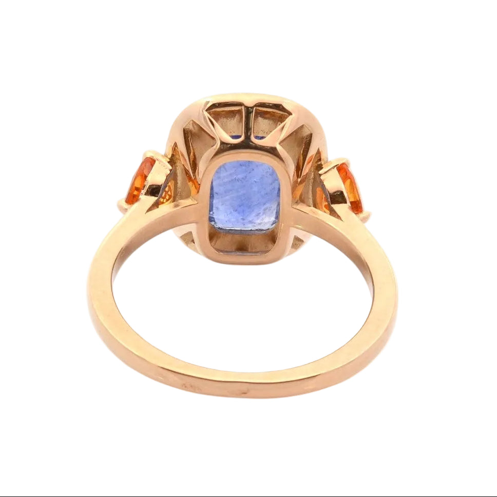 Bague saphir de 2,67cts, saphirs orange et diamants