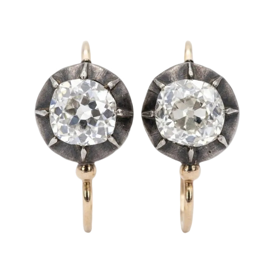 Yellow Gold and Diamond Lever-back Earrings