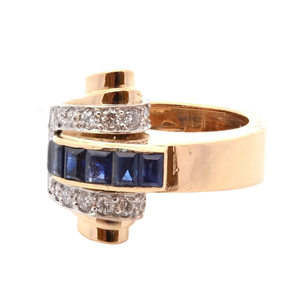 Ring vintage Boucheron sapphires and diamonds
