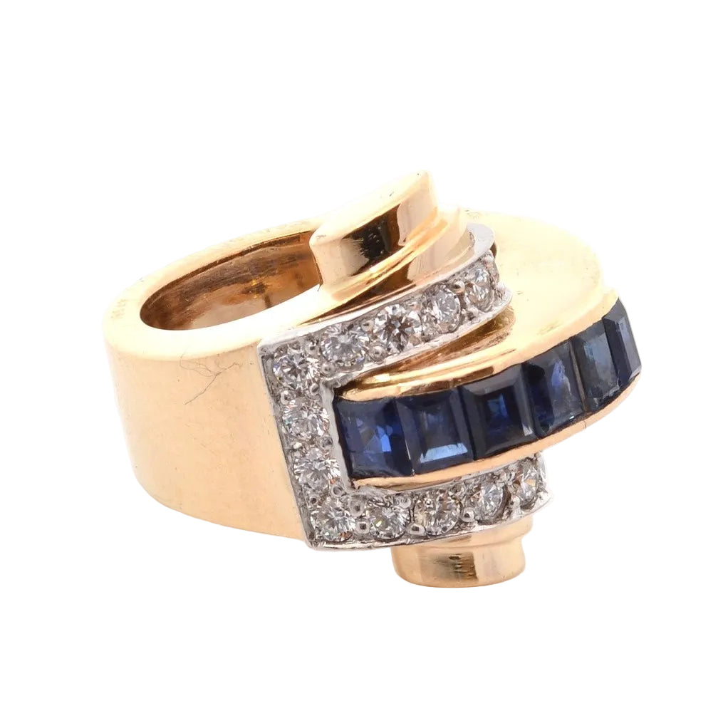 Ring vintage Boucheron sapphires and diamonds