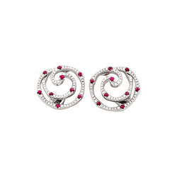 Earrings Giovanni Ferraris, white gold, diamonds and rubies.