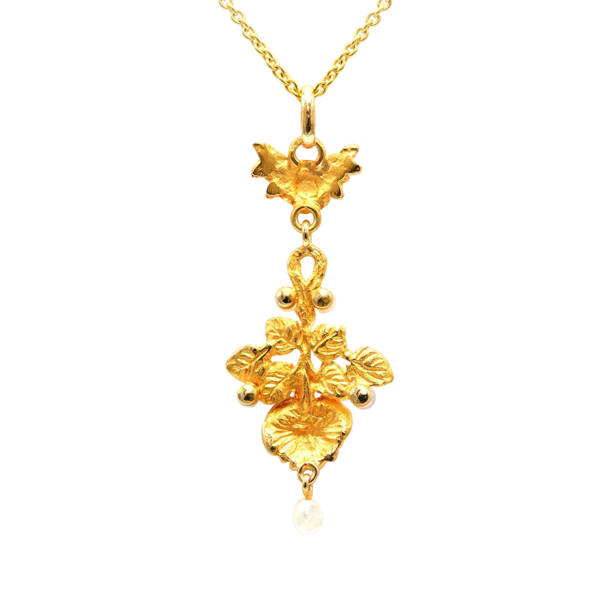 Yellow Gold and Pearl Pendant